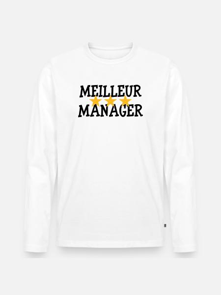 Meilleur Manager - T-shirt manches longues Premium bio Homme - blanc