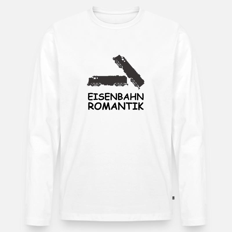 Zug Eisenbahnromantik - Männer Premium Bio Langarmshirt - Weiß