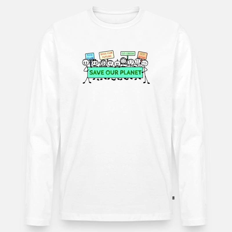 Protestlogo Klimawandel - Männer Premium Bio Langarmshirt - Weiß