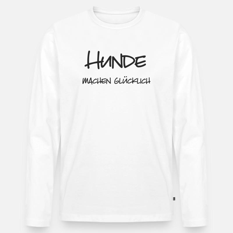Hunde machen glücklich - Männer Premium Bio Langarmshirt - Weiß