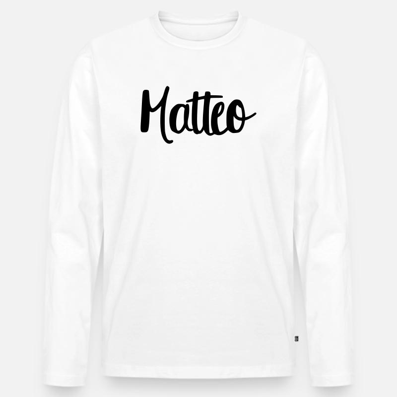 Matteo - Männer Premium Bio Langarmshirt - Weiß