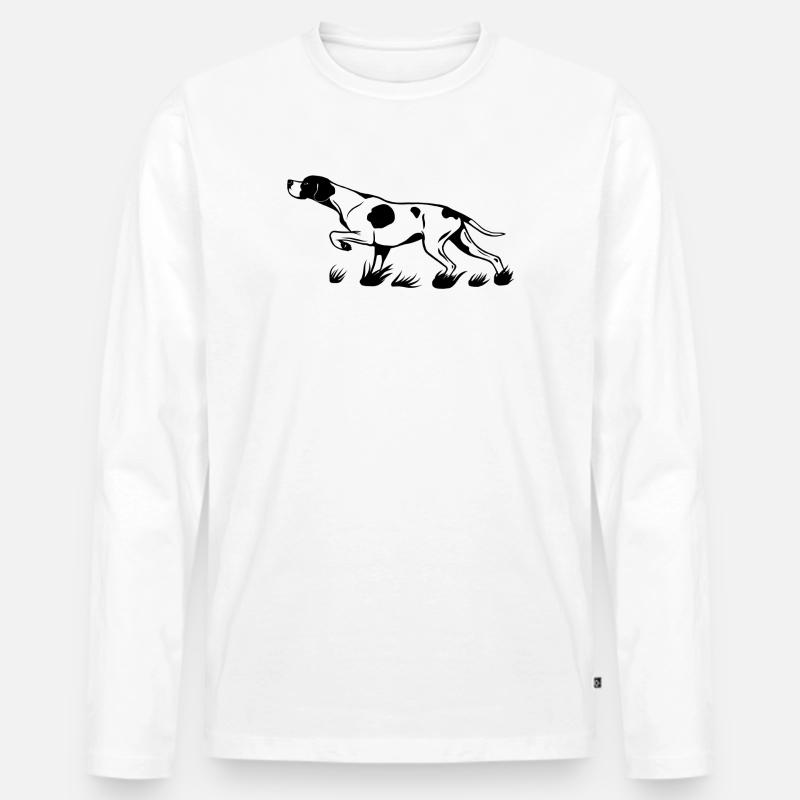 Pointer vorstehend - Männer Premium Bio Langarmshirt - Weiß