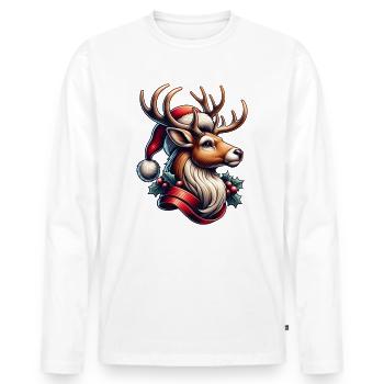 Noël des rennes - T-shirt manches longues Premium bio Homme - blanc - Devant - Nico (187cm)
