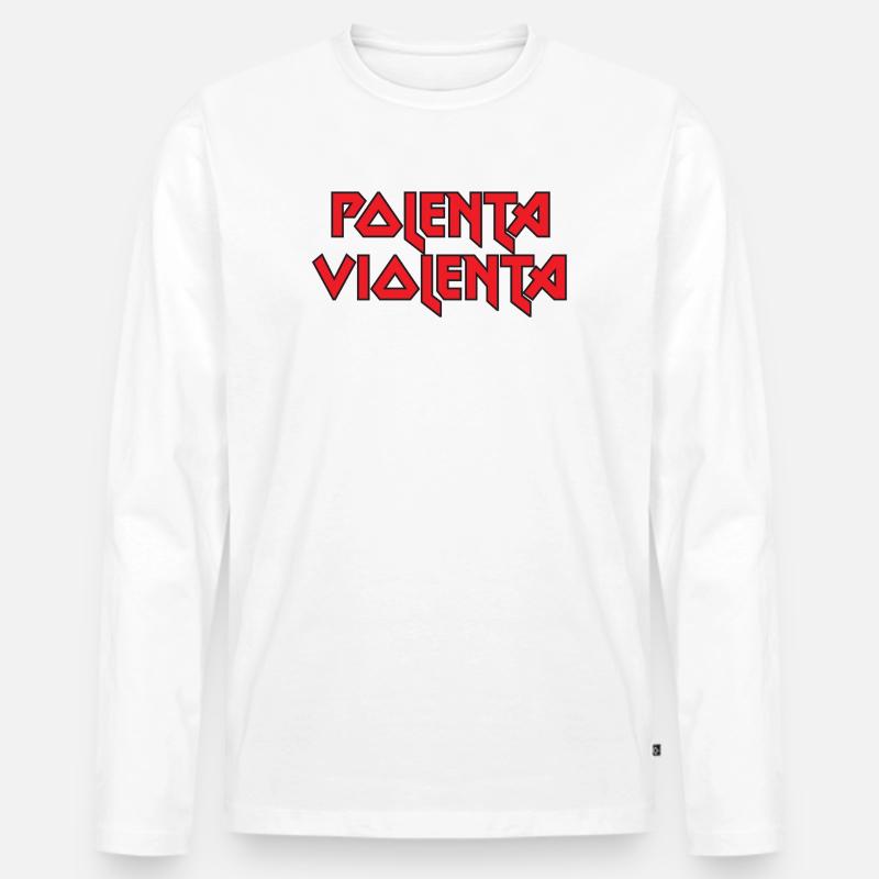 Polenta Violenta - Männer Premium Bio Langarmshirt - Weiß