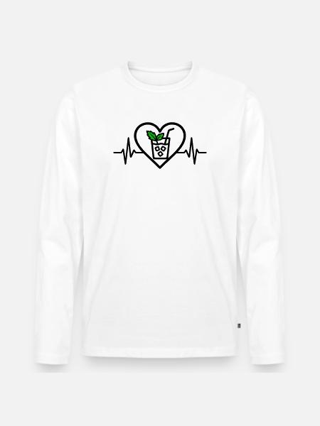 Mojito Heart Cocktail Mint Glass Summer - Men's Premium Organic Long Sleeve Shirt - white