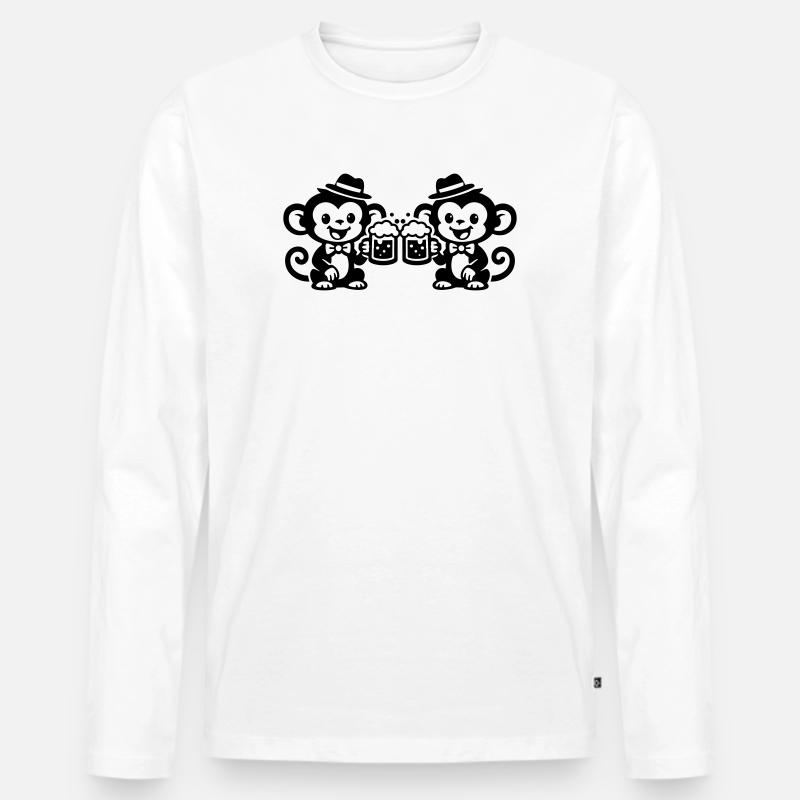 Affe Bier Team - Männer Premium Bio Langarmshirt - Weiß