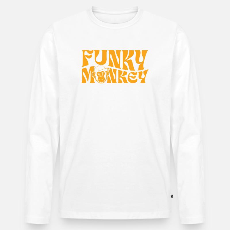 Funky Monkey Retro-Typografie - Männer Premium Bio Langarmshirt - Weiß