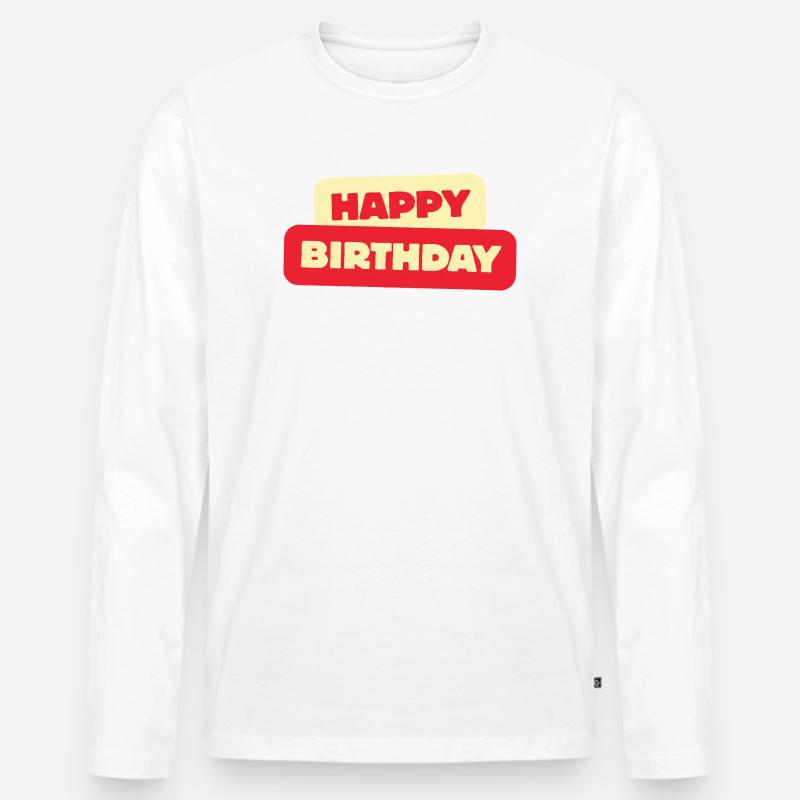 Happy Birthday - Männer Premium Bio Langarmshirt - Weiß