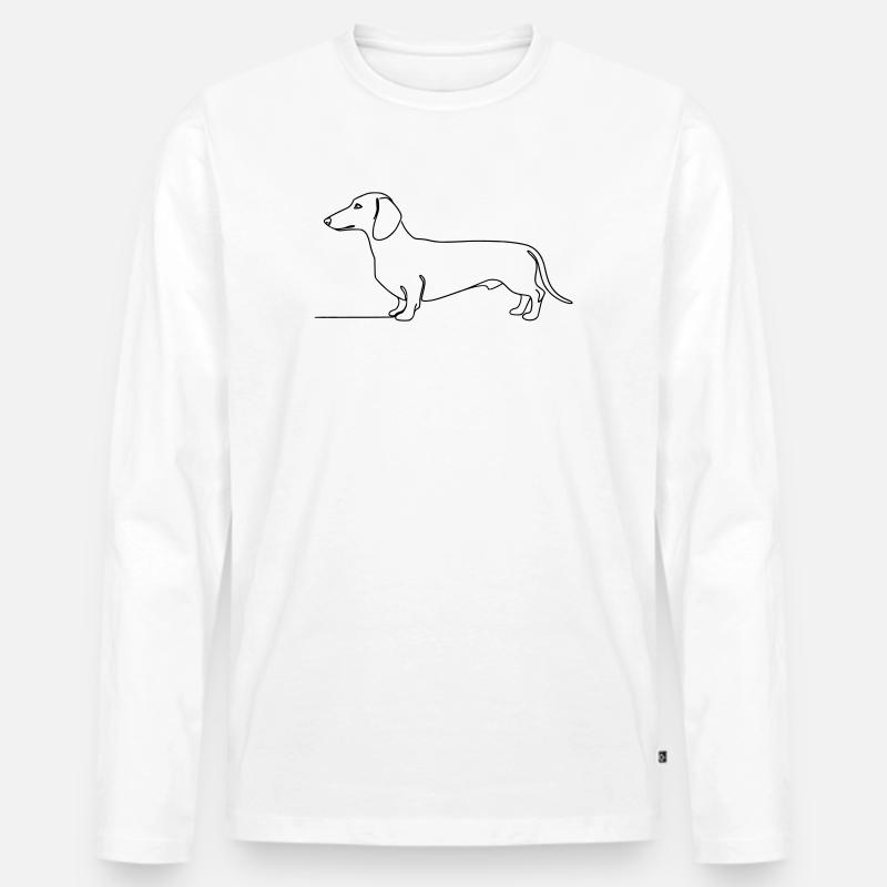 Dackel Teckel One Line Art - Männer Premium Bio Langarmshirt - Weiß