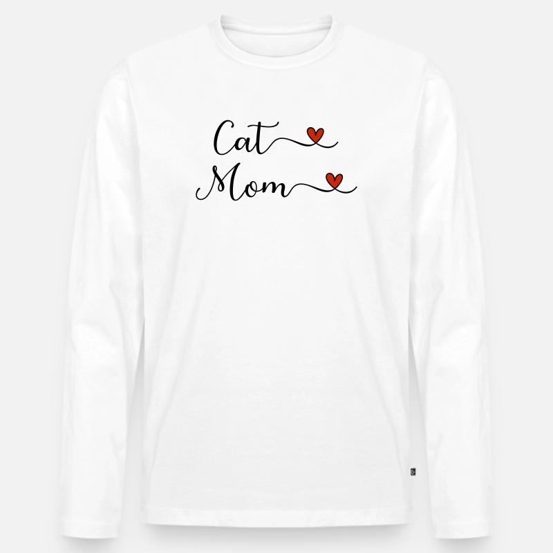 Katzenmama - Männer Premium Bio Langarmshirt - Weiß