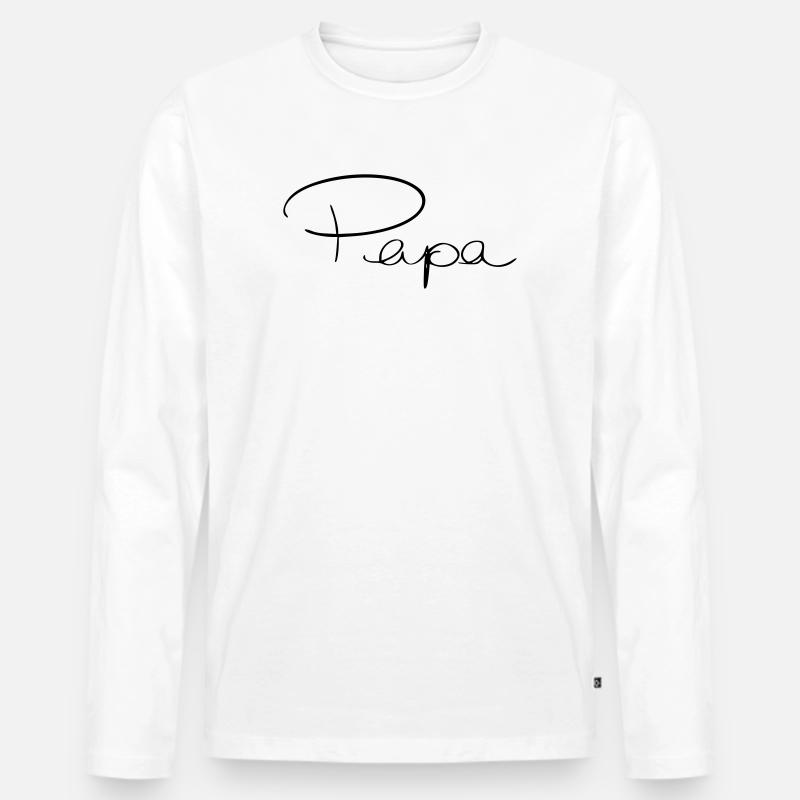 Papa - Männer Premium Bio Langarmshirt - Weiß