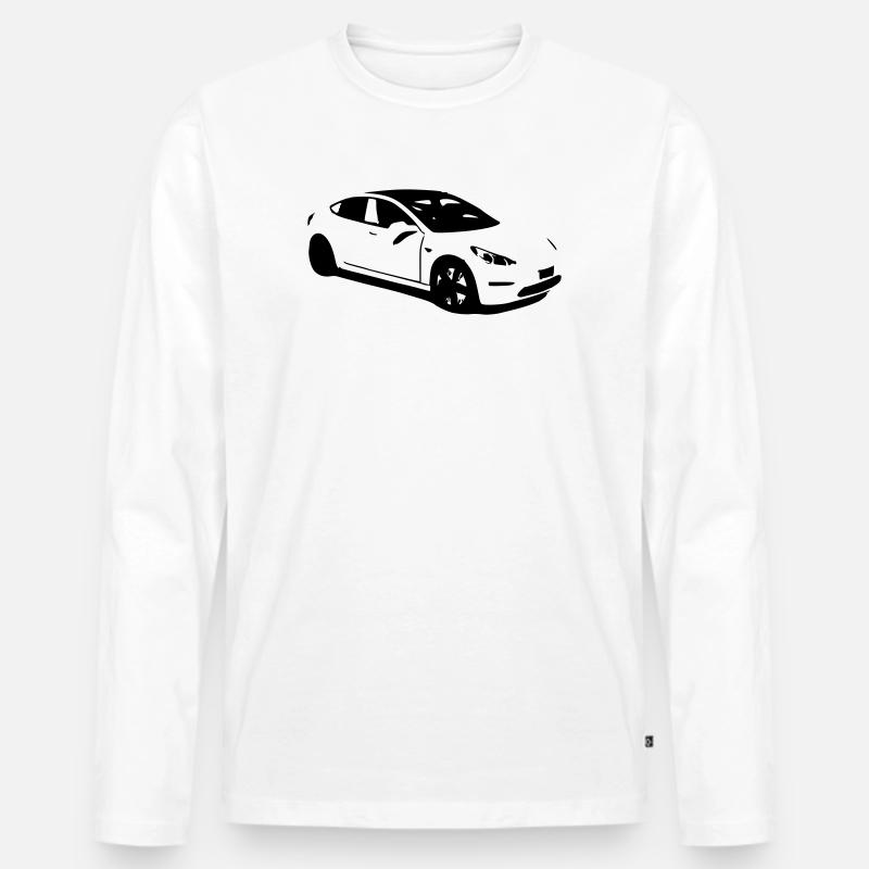 Elektroauto Tesla Model 3 electric car - Männer Premium Bio Langarmshirt - Weiß