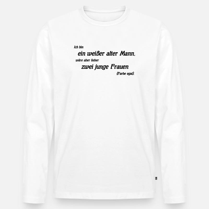 weisser alter Mann - Männer Premium Bio Langarmshirt - Weiß
