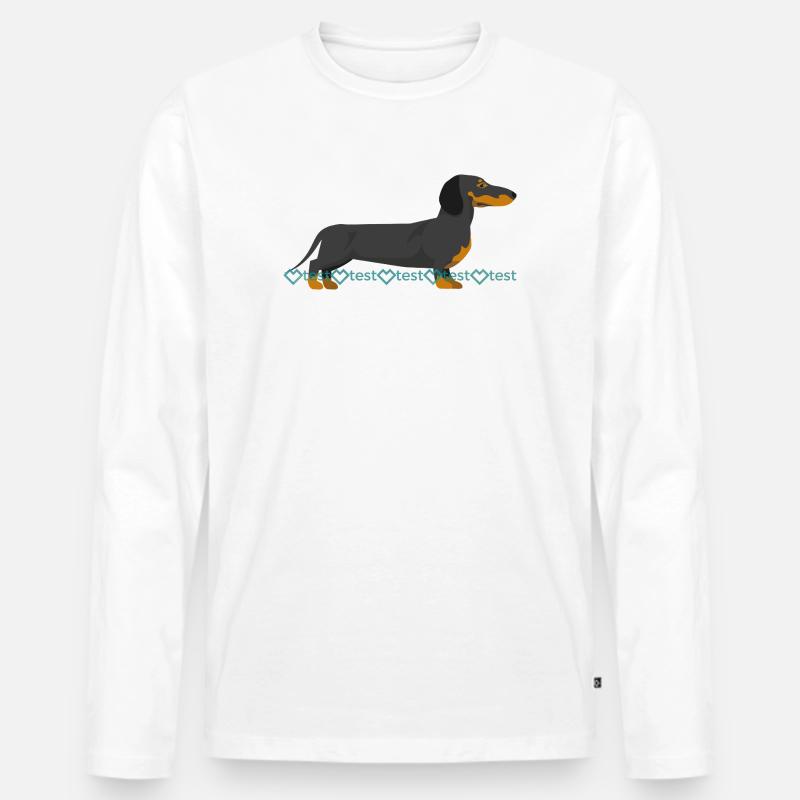 Dackel Silhouette mit Wasserzeichen Muster - Männer Premium Bio Langarmshirt - Weiß