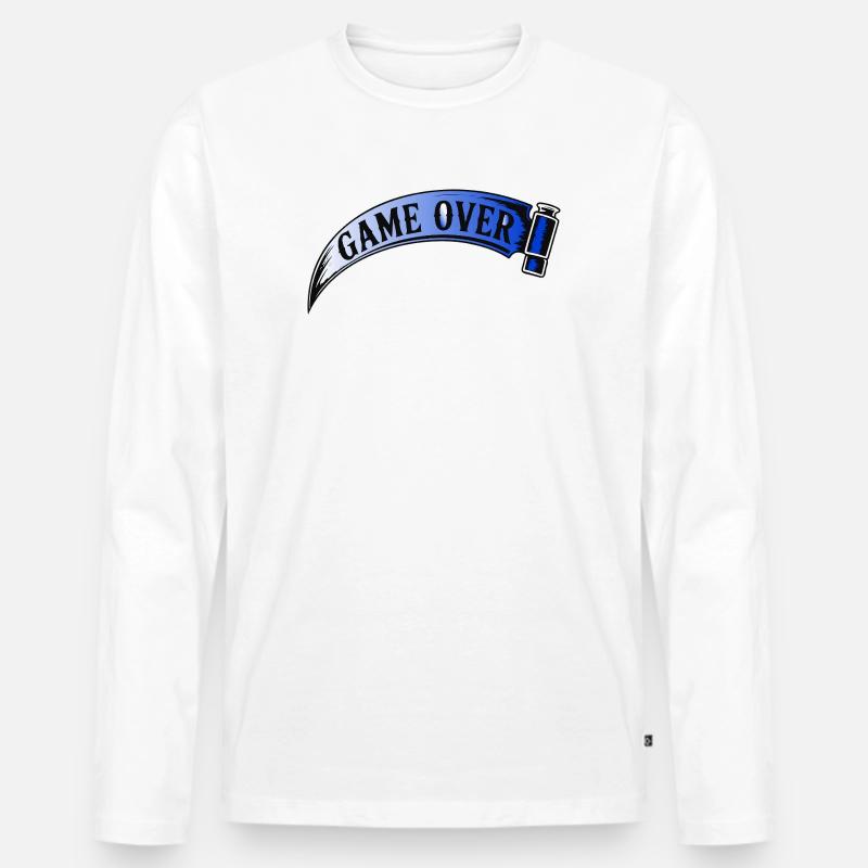 Game Over Retro Arcade Banner - Männer Premium Bio Langarmshirt - Weiß