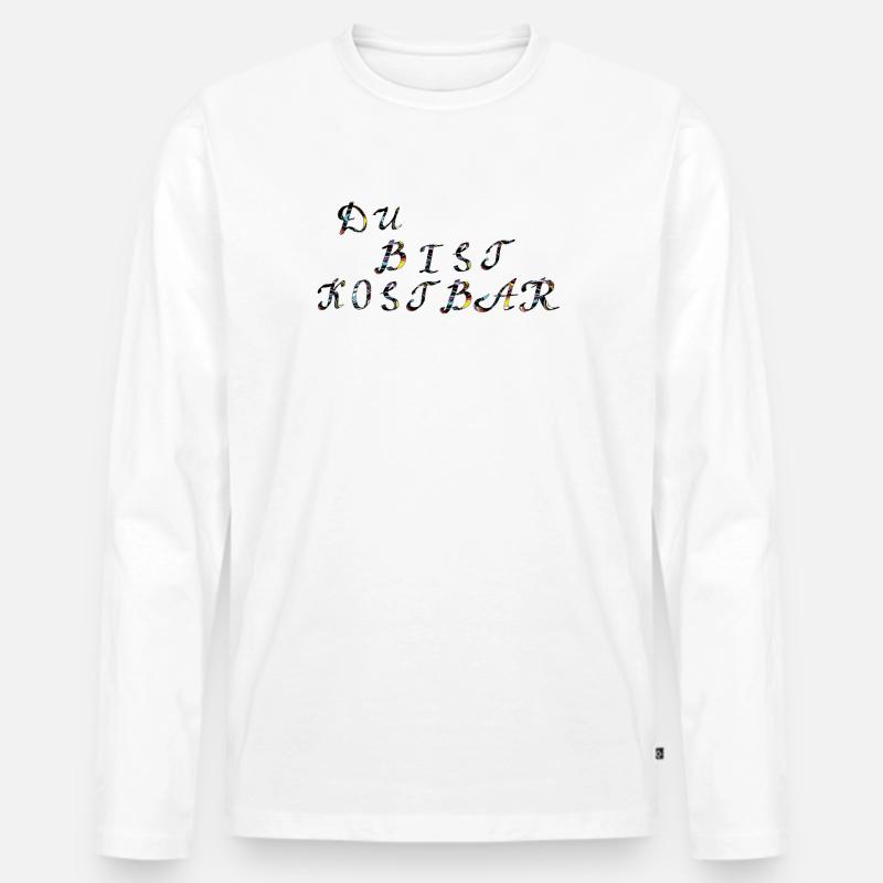 du bist kostbar - Männer Premium Bio Langarmshirt - Weiß