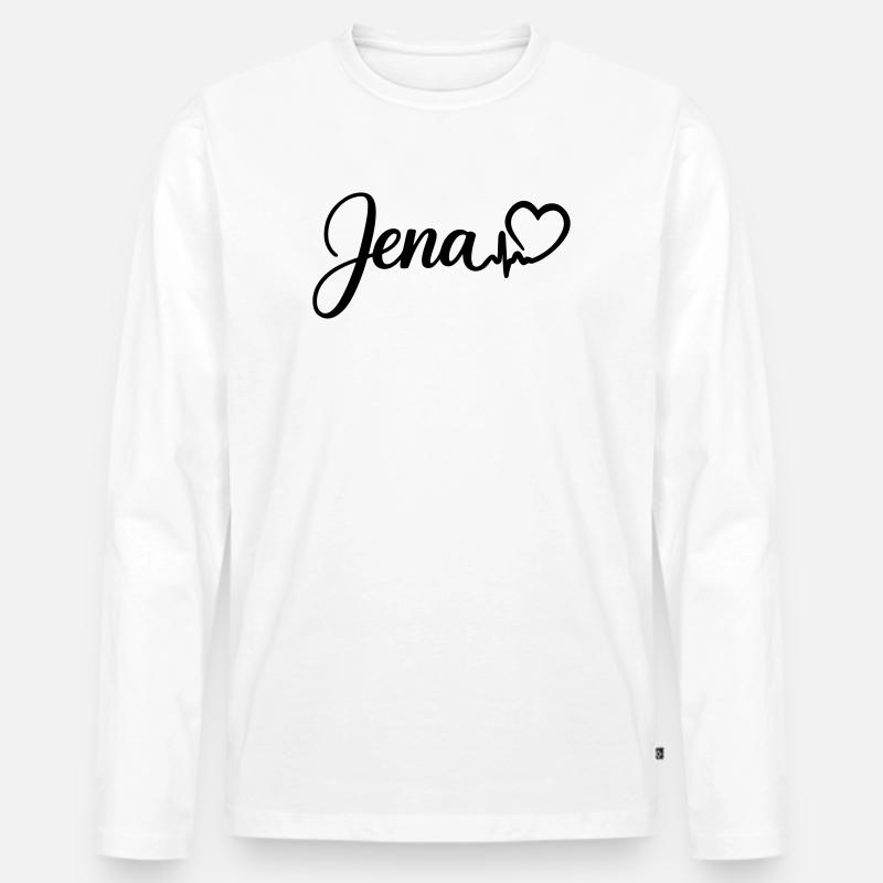 Jena Herzschlag - Männer Premium Bio Langarmshirt - Weiß