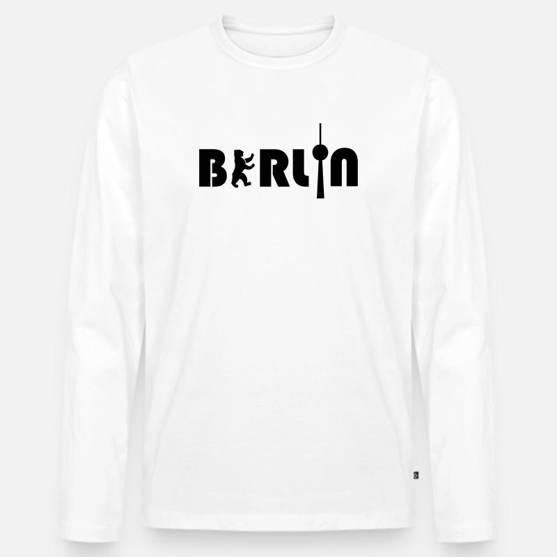 Berlin - Männer Premium Bio Langarmshirt - Weiß