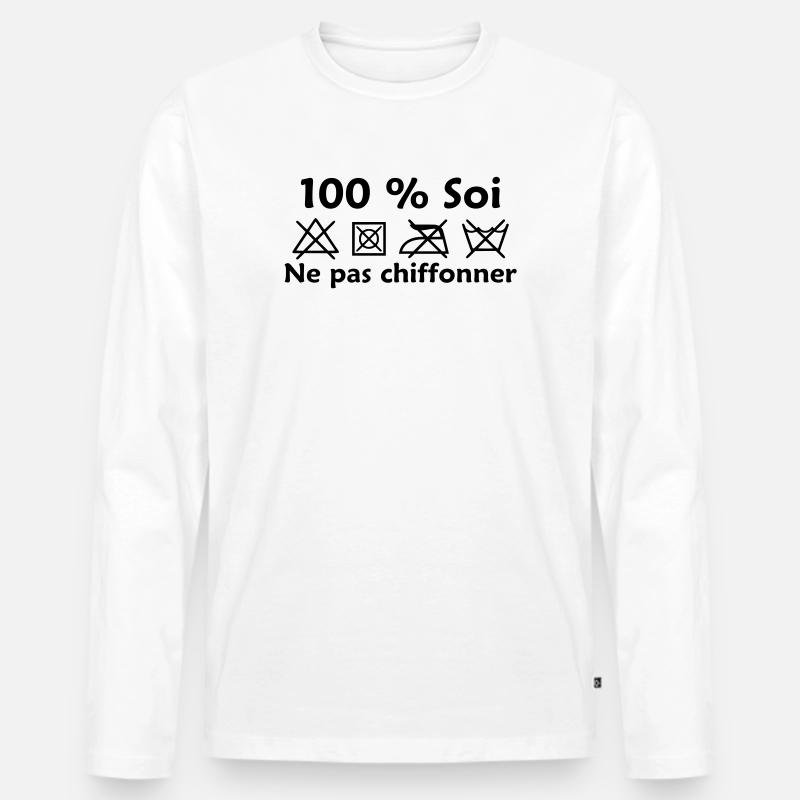Zerknittern nicht - Männer Premium Bio Langarmshirt - Weiß