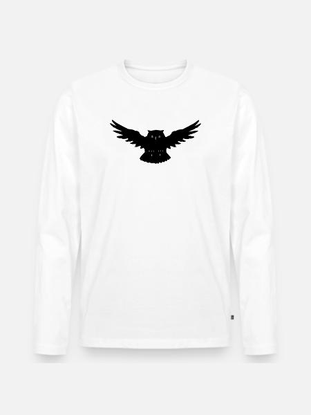 Eule im Angriff - Männer Premium Bio Langarmshirt - Weiß