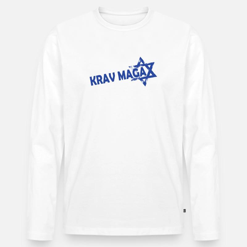 Krav Maga Davidstern - Männer Premium Bio Langarmshirt - Weiß