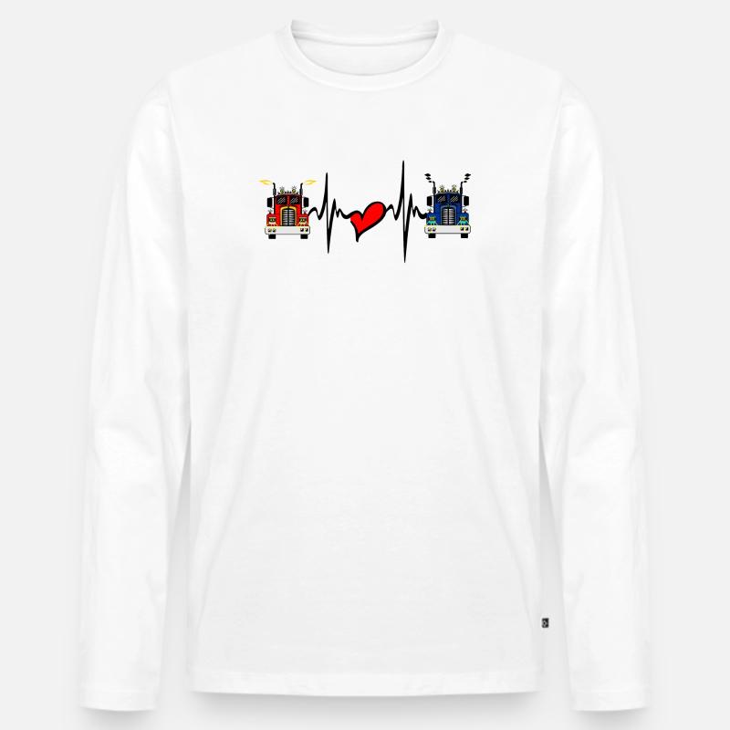 Lkw-Lkw-Herzfrequenz - Männer Premium Bio Langarmshirt - Weiß