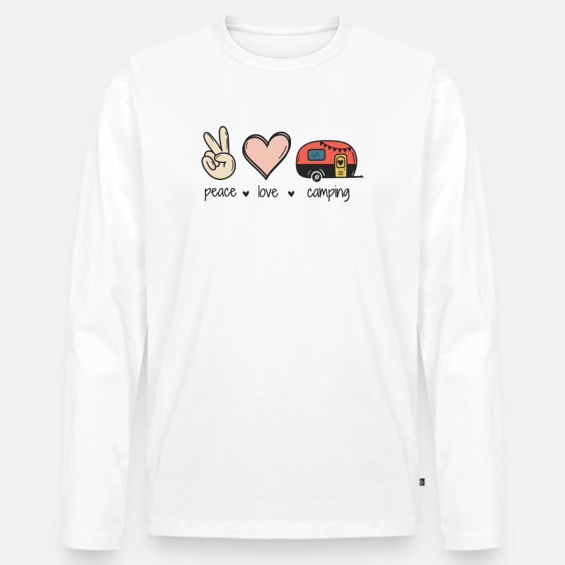 Frieden Liebe Camping - Männer Premium Bio Langarmshirt - Weiß