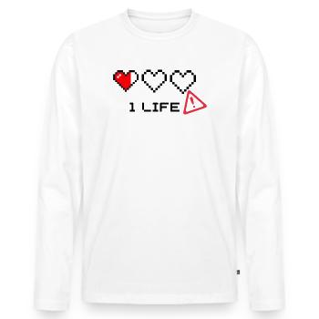 Pixel Heart and Warning Symbol Duo - Men's Premium Organic Long Sleeve Shirt - white - Front - Nico (187cm)