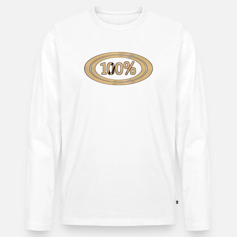 Einhundert Prozent Zahlen groß höchster Wert - Männer Premium Bio Langarmshirt - Weiß
