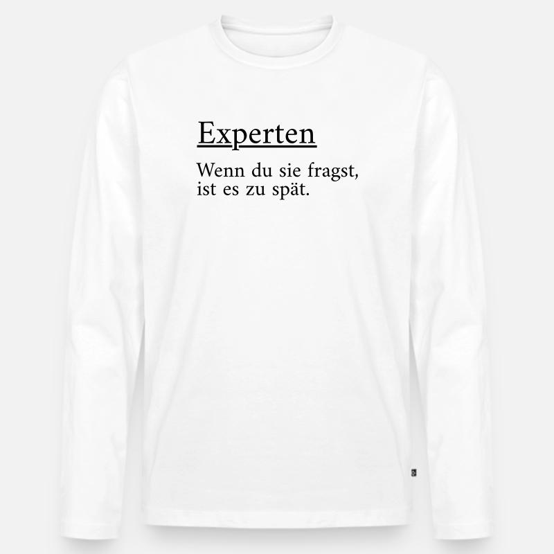Experten - Männer Premium Bio Langarmshirt - Weiß