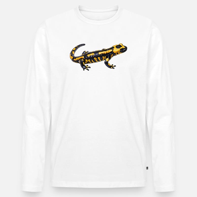 Feuersalamander design - Männer Premium Bio Langarmshirt - Weiß