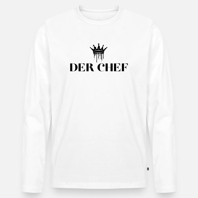 Der Chef Krone Chef Geschenke - Männer Premium Bio Langarmshirt - Weiß