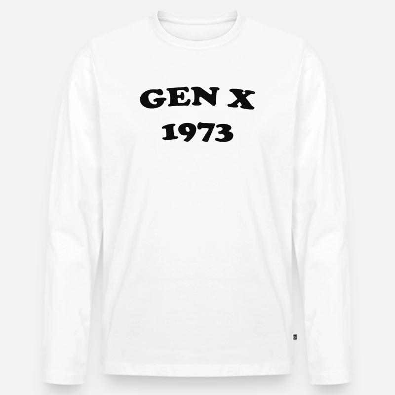 Gen X 1973 Retro Emblem - Männer Premium Bio Langarmshirt - Weiß