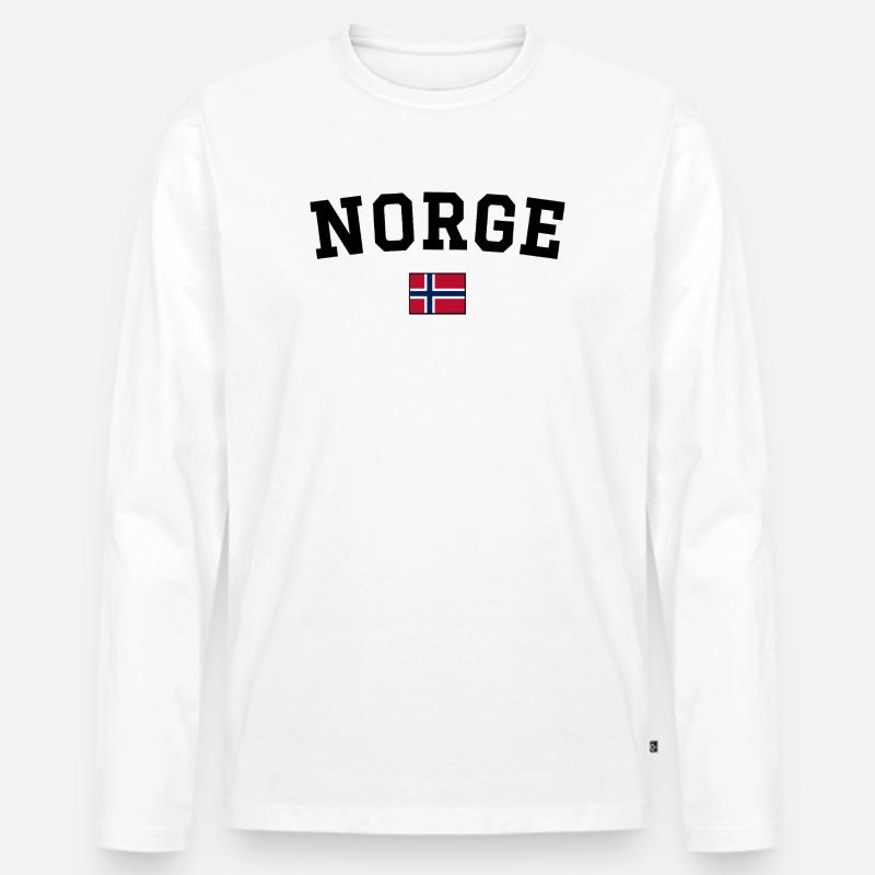 Norwegen Flagge Design Schwarz - Männer Premium Bio Langarmshirt - Weiß