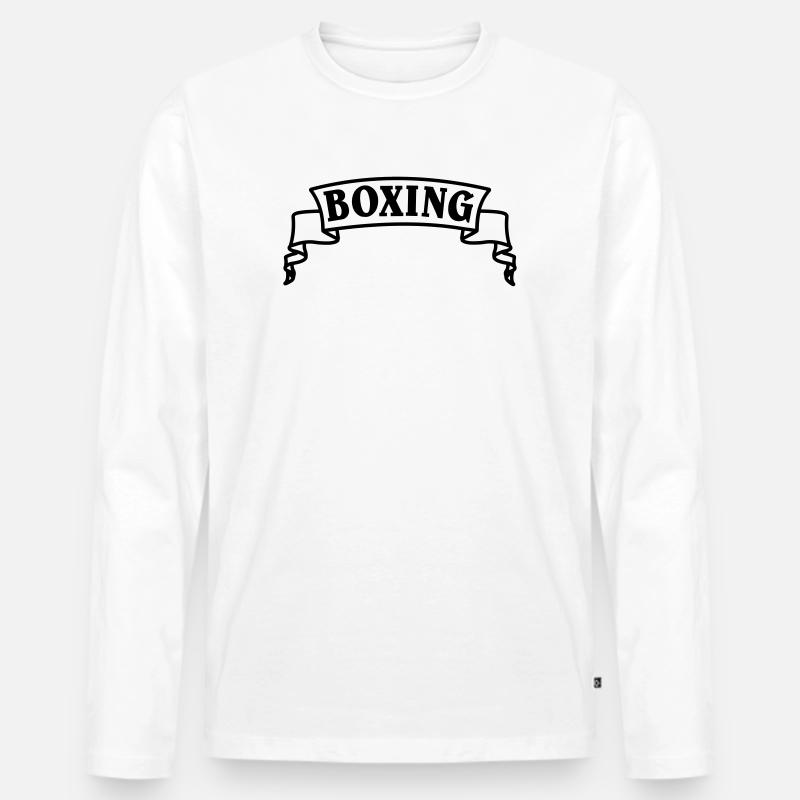 Boxen Boxtext in Wimpel oder Banner - Männer Premium Bio Langarmshirt - Weiß