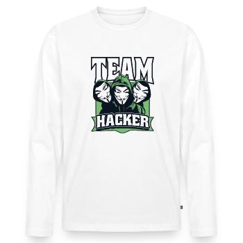 Team Hacker Social Engineering Phishing Sniffer - T-shirt manches longues Premium bio Homme - blanc - Devant - Nico (187cm)