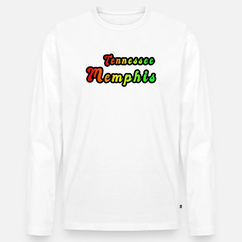 Memphis Tennessee Regenbogen Design - Männer Premium Bio Langarmshirt - Weiß
