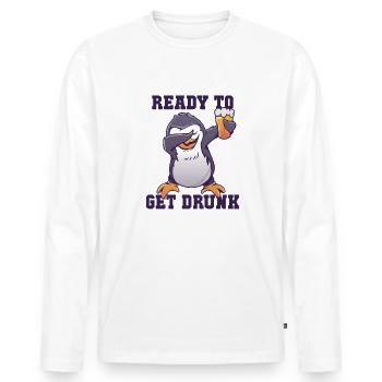 Prêt à se saouler Pingouin royal Manchot empereur - T-shirt manches longues Premium bio Homme - blanc - Devant - Nico (187cm)