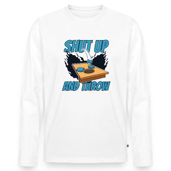 Shut Up And Throw Boards Bean Bag Game - Men's Premium Organic Long Sleeve Shirt - white - Front - Nico (187cm)