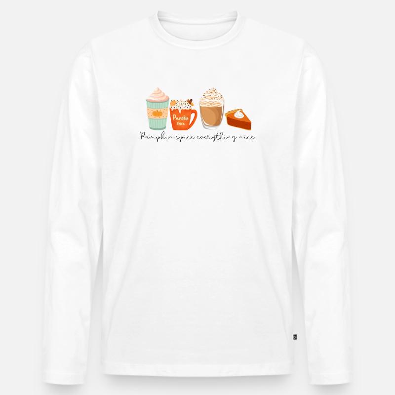 ☕ Pumpkin Spice Everything Nice 🎃 - Männer Premium Bio Langarmshirt - Weiß