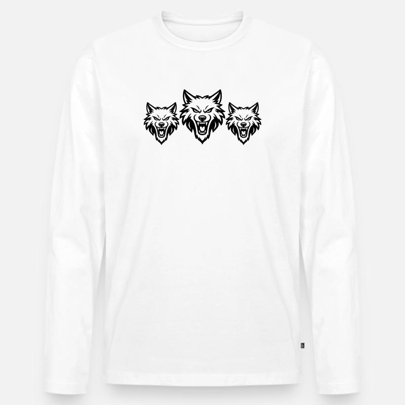 Wolf Team Rudel - Männer Premium Bio Langarmshirt - Weiß