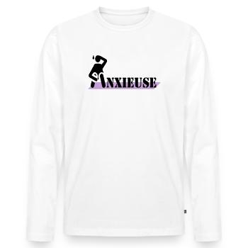 anxious - Men's Premium Organic Long Sleeve Shirt - white - Front - Nico (187cm)