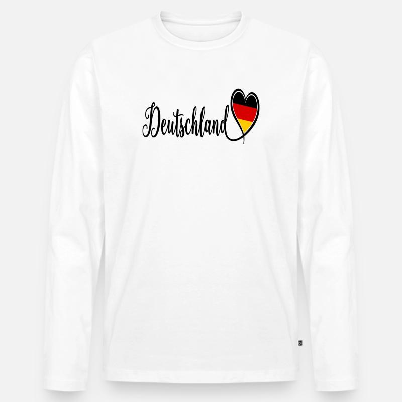 Deutschland Herzflagge Script - Männer Premium Bio Langarmshirt - Weiß