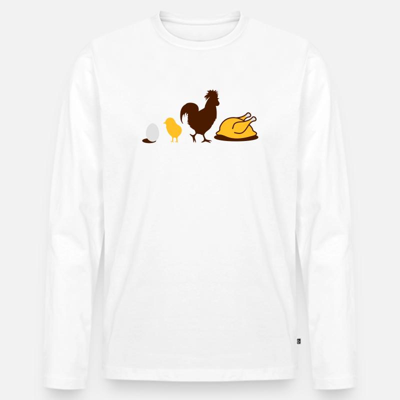 Ei,Küken,Hahn und Hähnchen-Geflügel Evolution - Männer Premium Bio Langarmshirt - Weiß