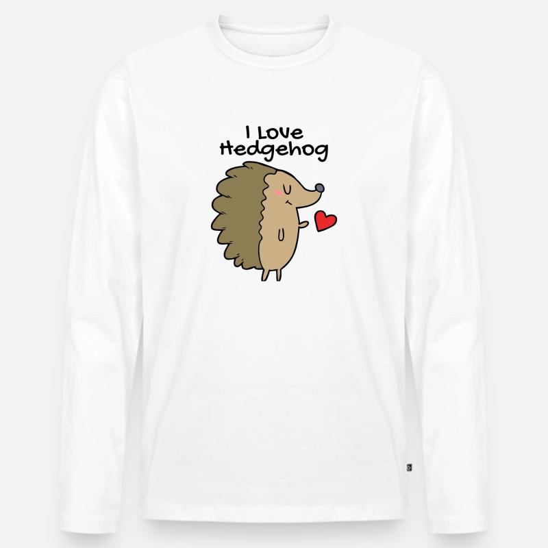 I love Hedgehog - Männer Premium Bio Langarmshirt - Weiß