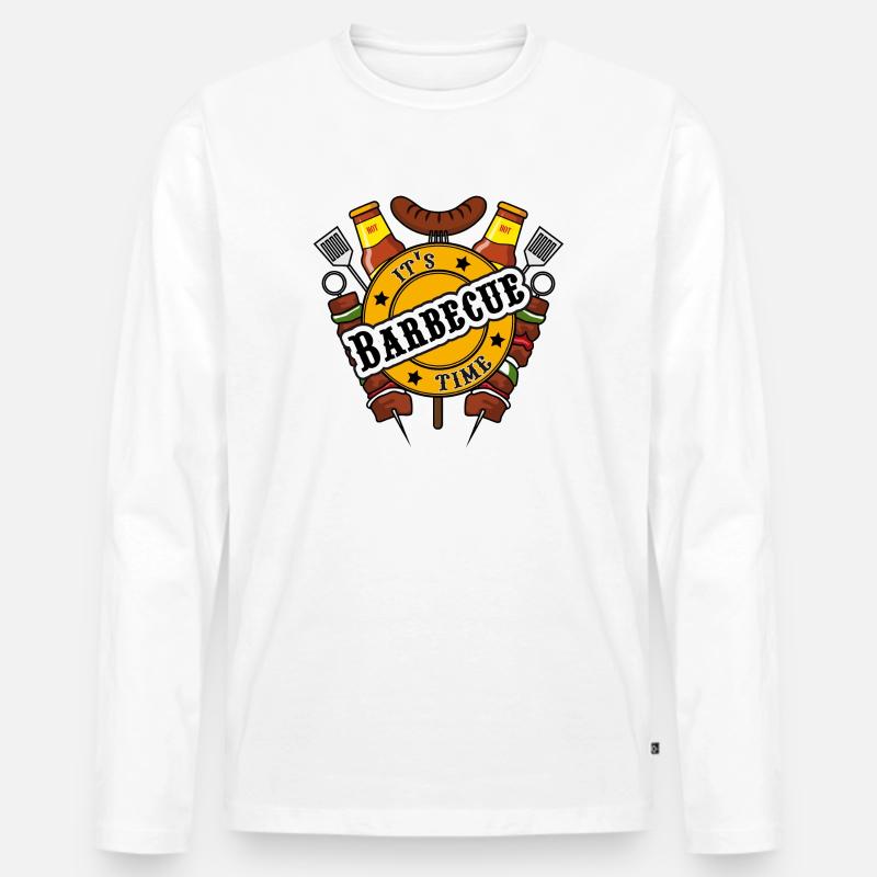 BBQ Time - Männer Premium Bio Langarmshirt - Weiß