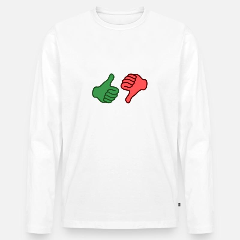 Daumen hoch - Daumen runter - Männer Premium Bio Langarmshirt - Weiß