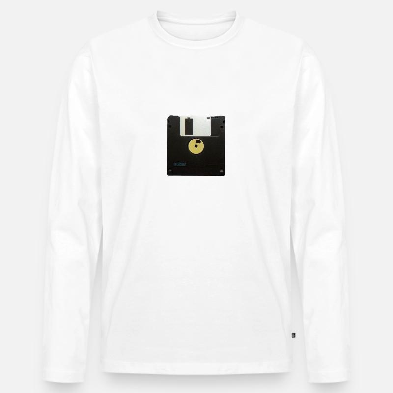 Floppy Disk - Männer Premium Bio Langarmshirt - Weiß