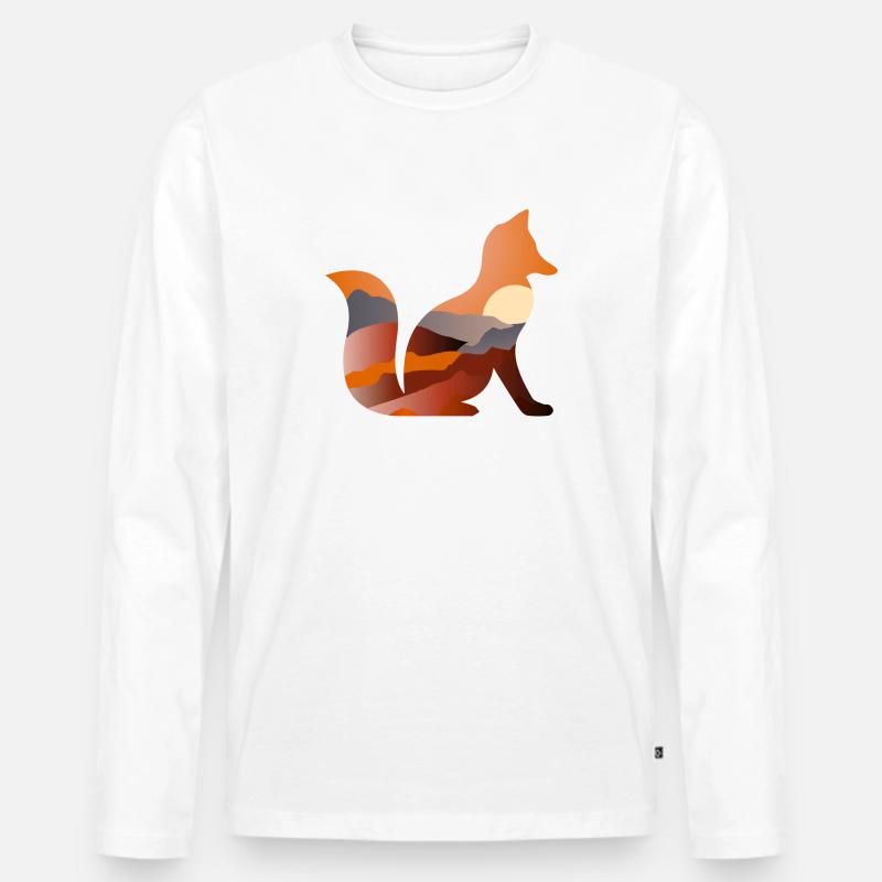 Fuchs - Männer Premium Bio Langarmshirt - Weiß