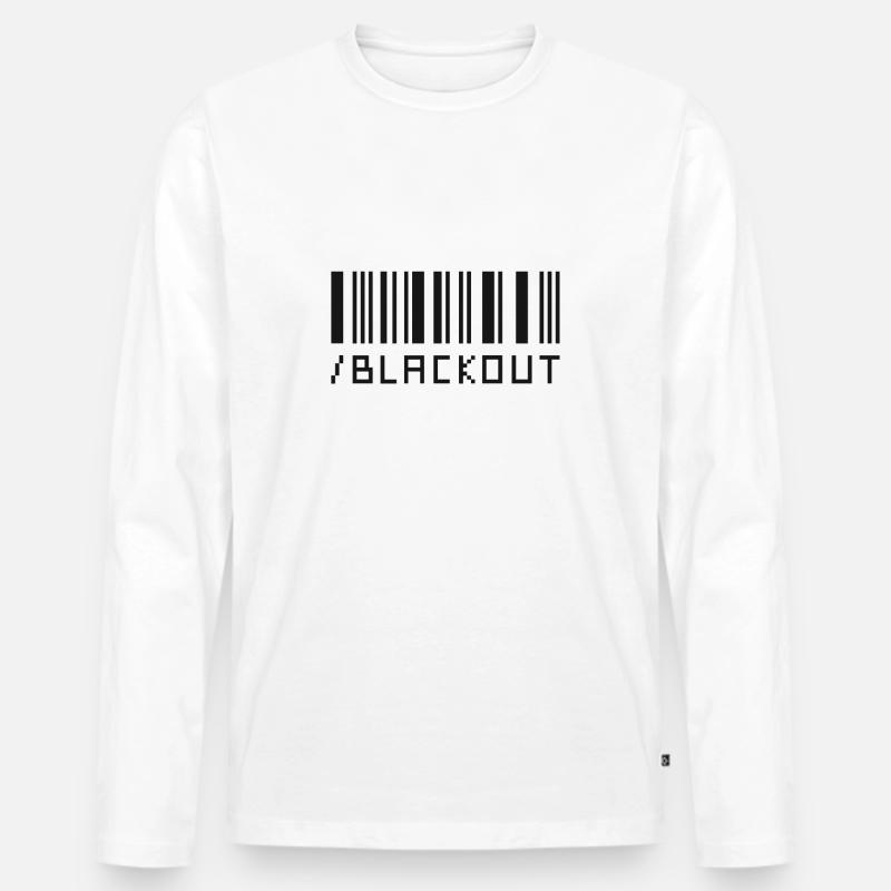 Blackout Barcode Design - Männer Premium Bio Langarmshirt - Weiß